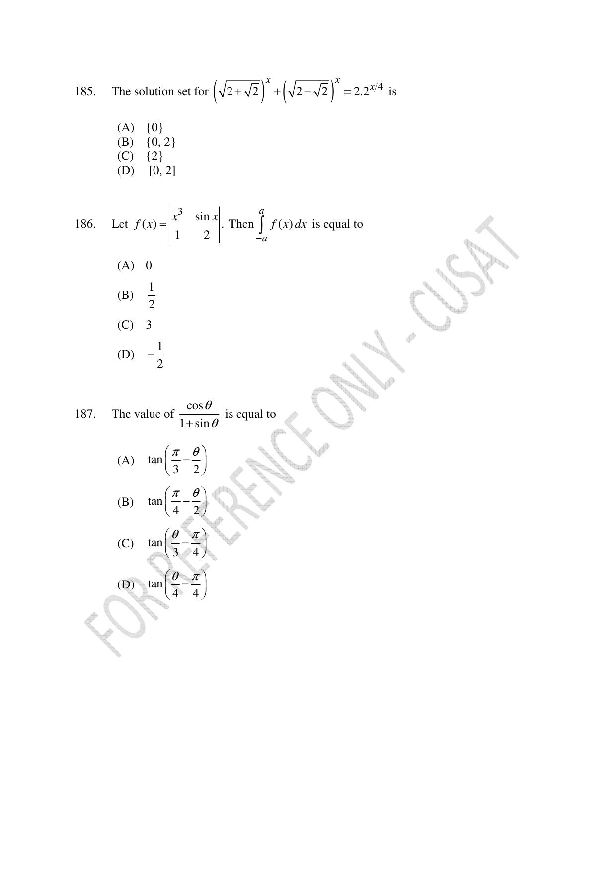 CUSAT CAT 2023 Test For Physics Chemistry Mathematics Shift I Question Paper - Page 43