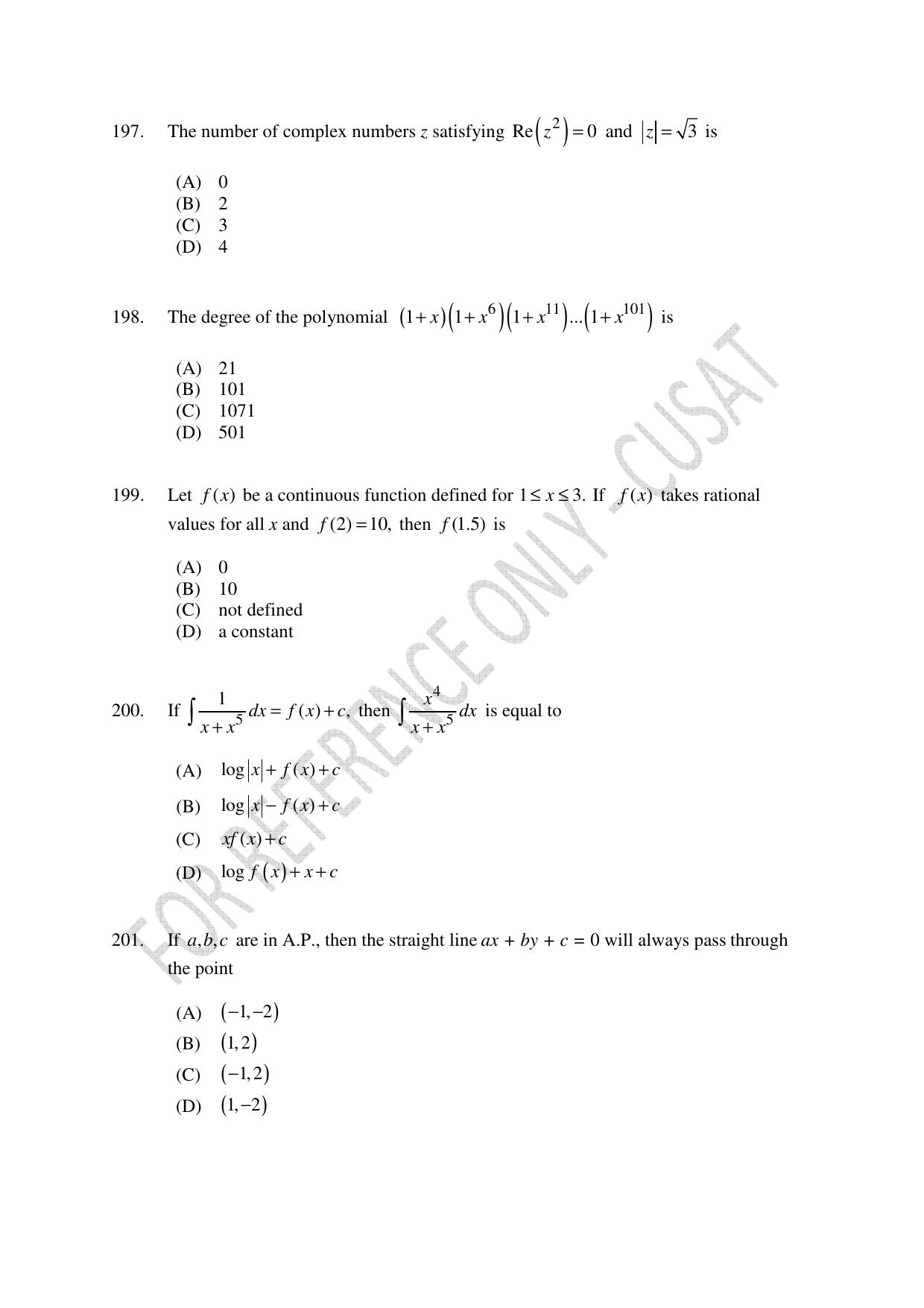 CUSAT CAT 2023 Test For Physics Chemistry Mathematics Shift I Question Paper - Page 46