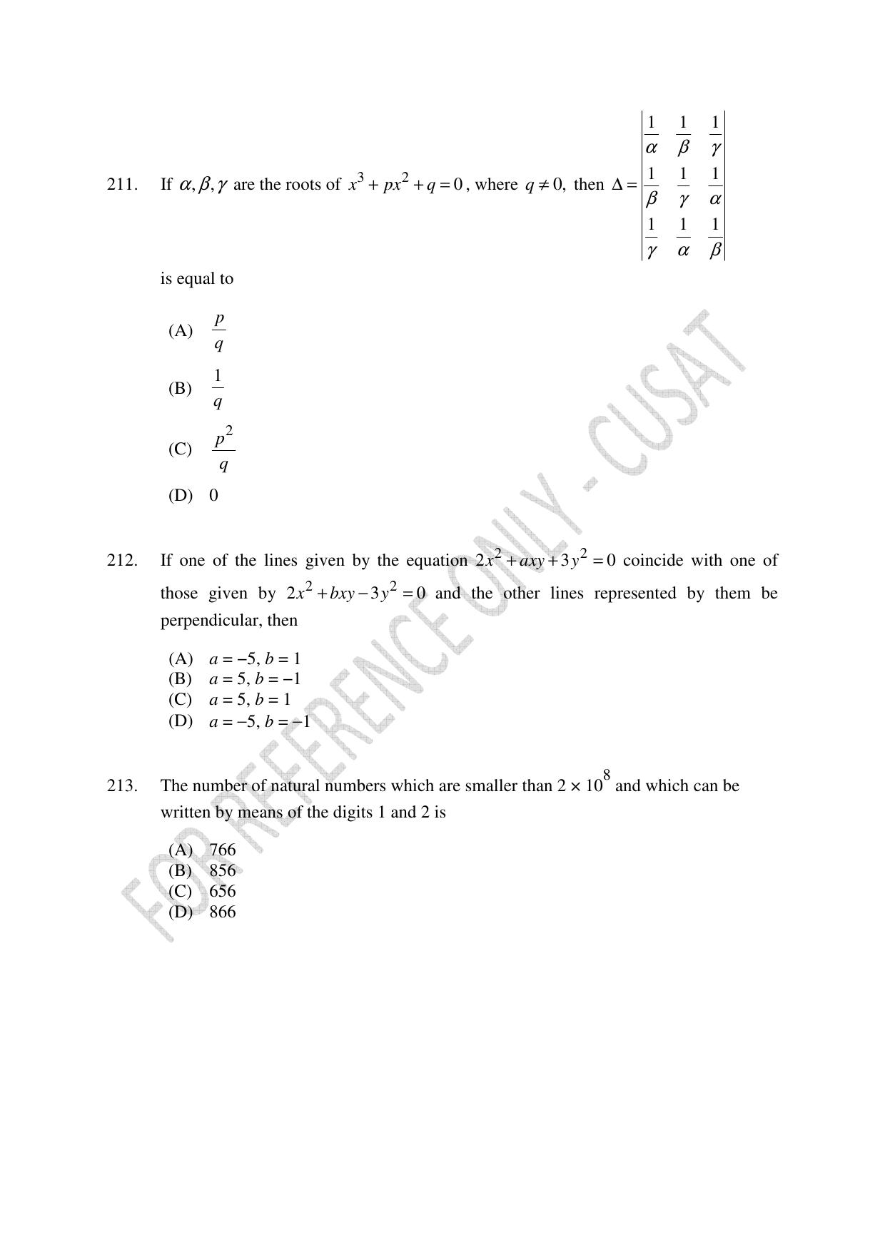 CUSAT CAT 2023 Test For Physics Chemistry Mathematics Shift I Question Paper - Page 49