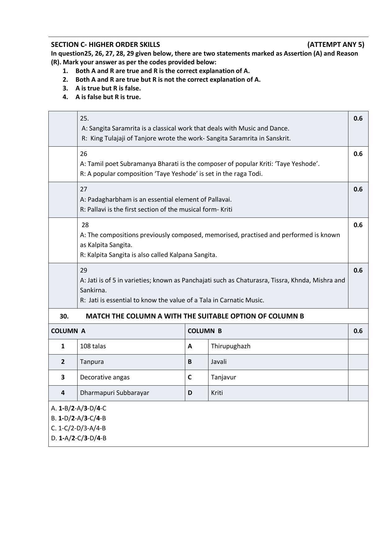 CBSE Class 12 Carnatic Melodic Sample Paper 2021-22 - Page 4