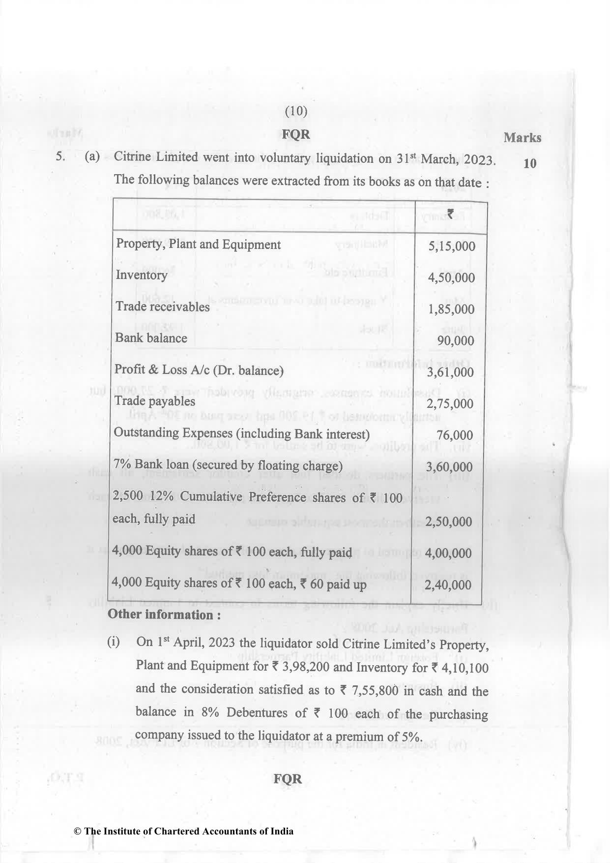 CA Inter Nov 2023 Question Paper - Paper 5 – Advanced Accounting - Page 10