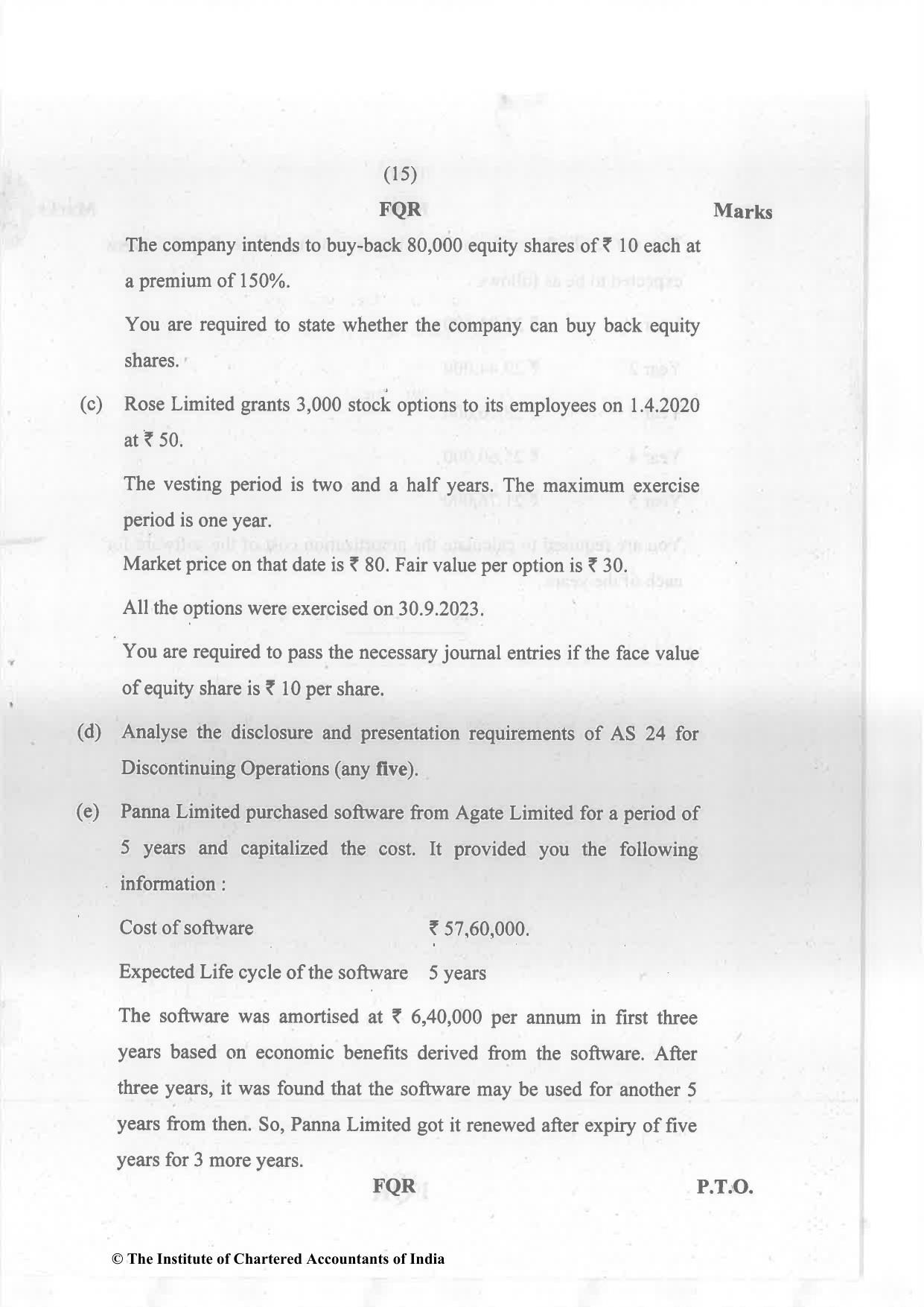CA Inter Nov 2023 Question Paper - Paper 5 – Advanced Accounting - Page 15