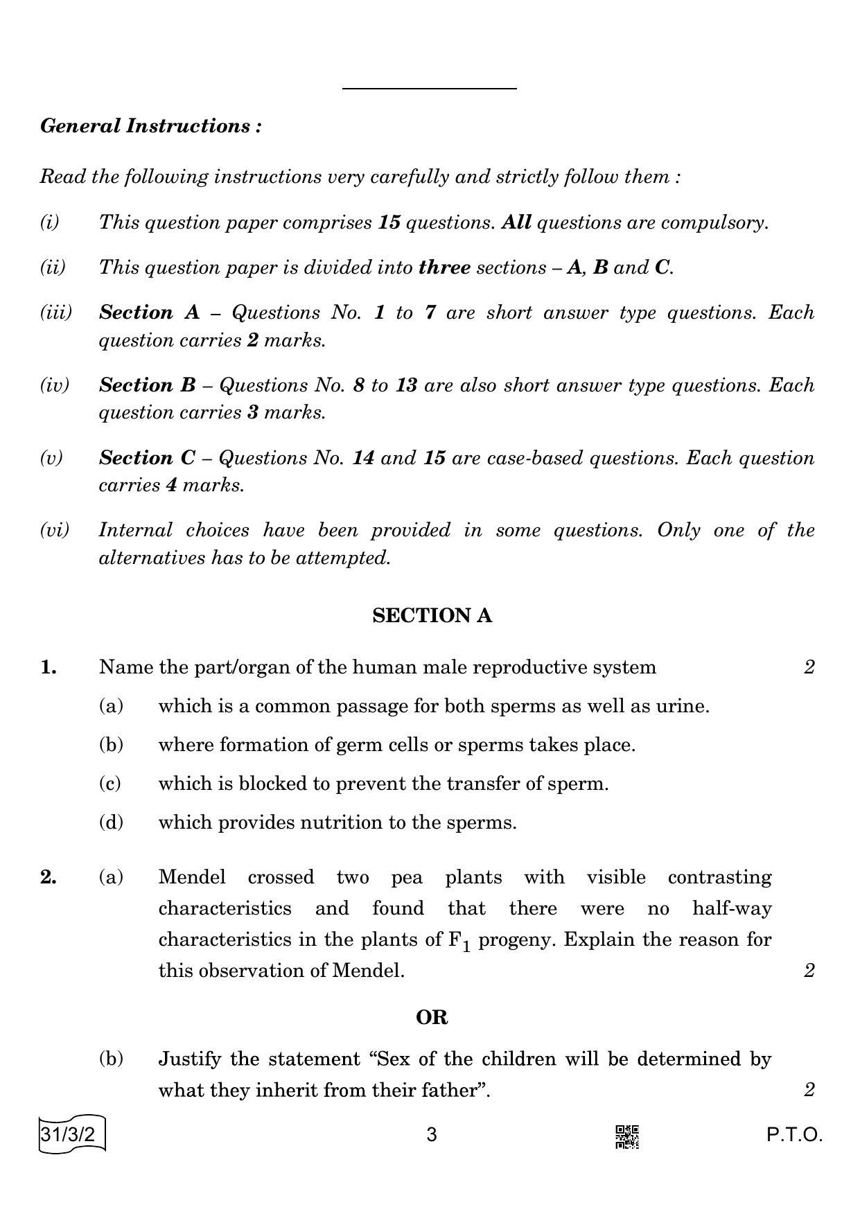 CBSE Class 10 31-3-2 Science 2022 Question Paper - Page 3