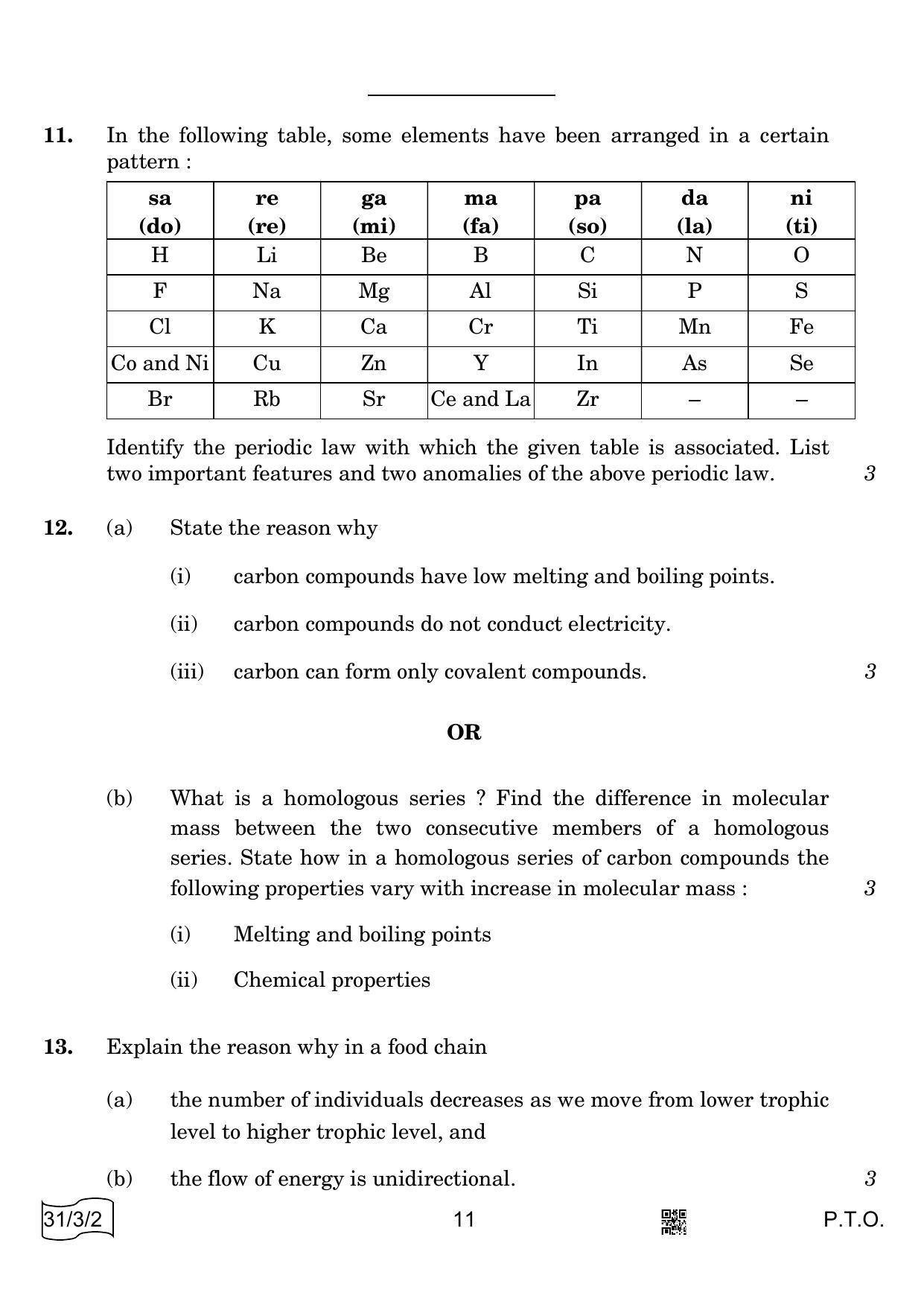 CBSE Class 10 31-3-2 Science 2022 Question Paper - Page 11