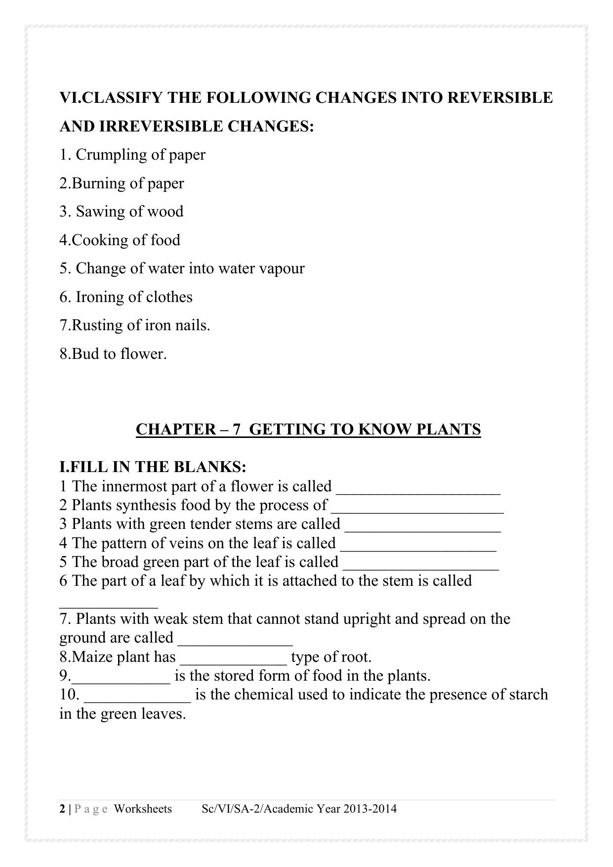CBSE Worksheets for Class 6 Science Assignment 2 - Page 2