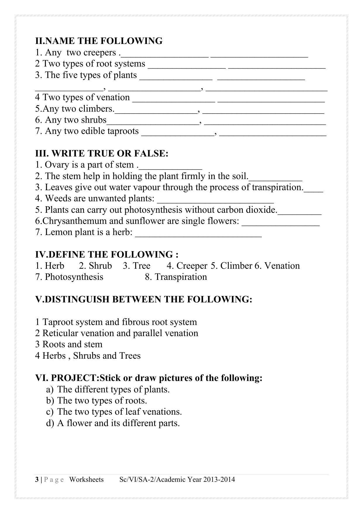 CBSE Worksheets for Class 6 Science Assignment 2 - Page 3