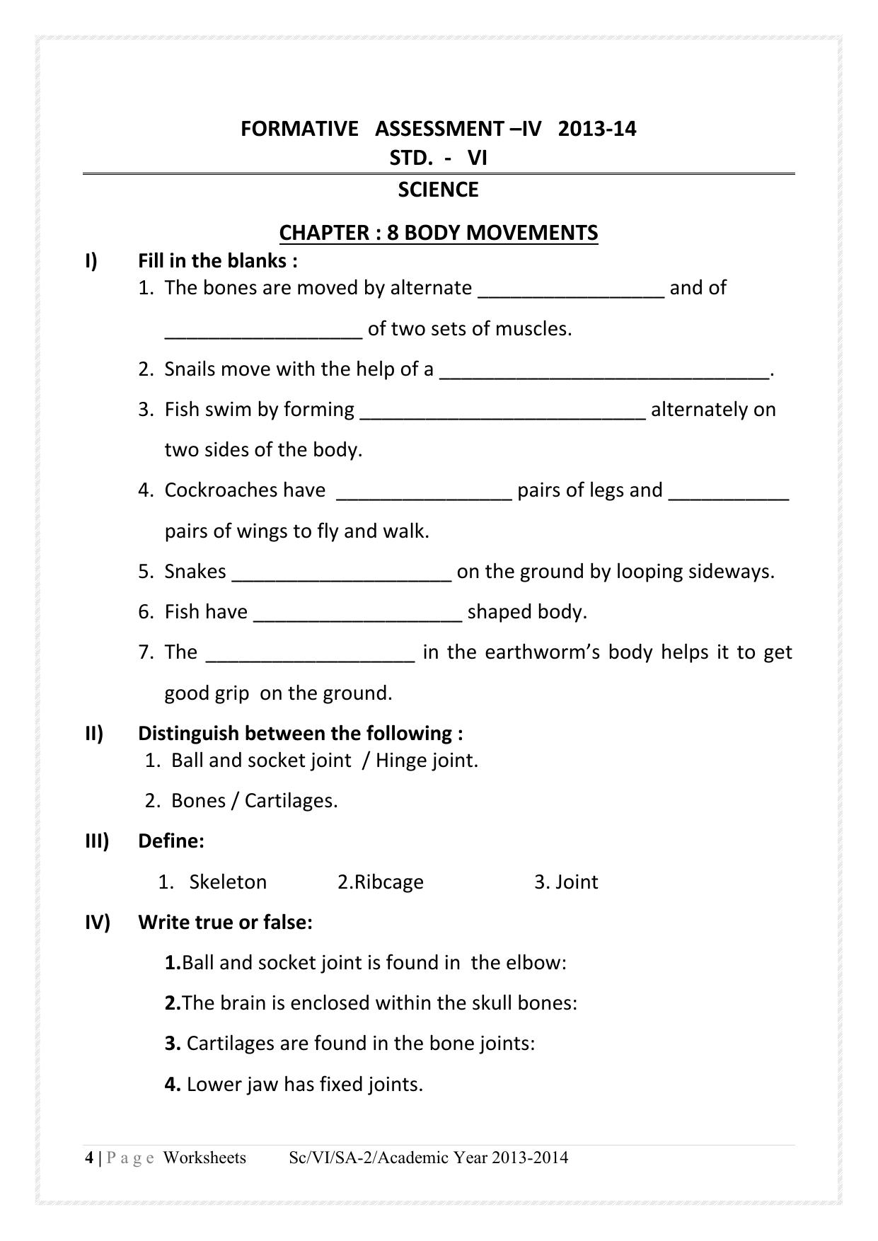 CBSE Worksheets for Class 6 Science Assignment 2 - Page 4