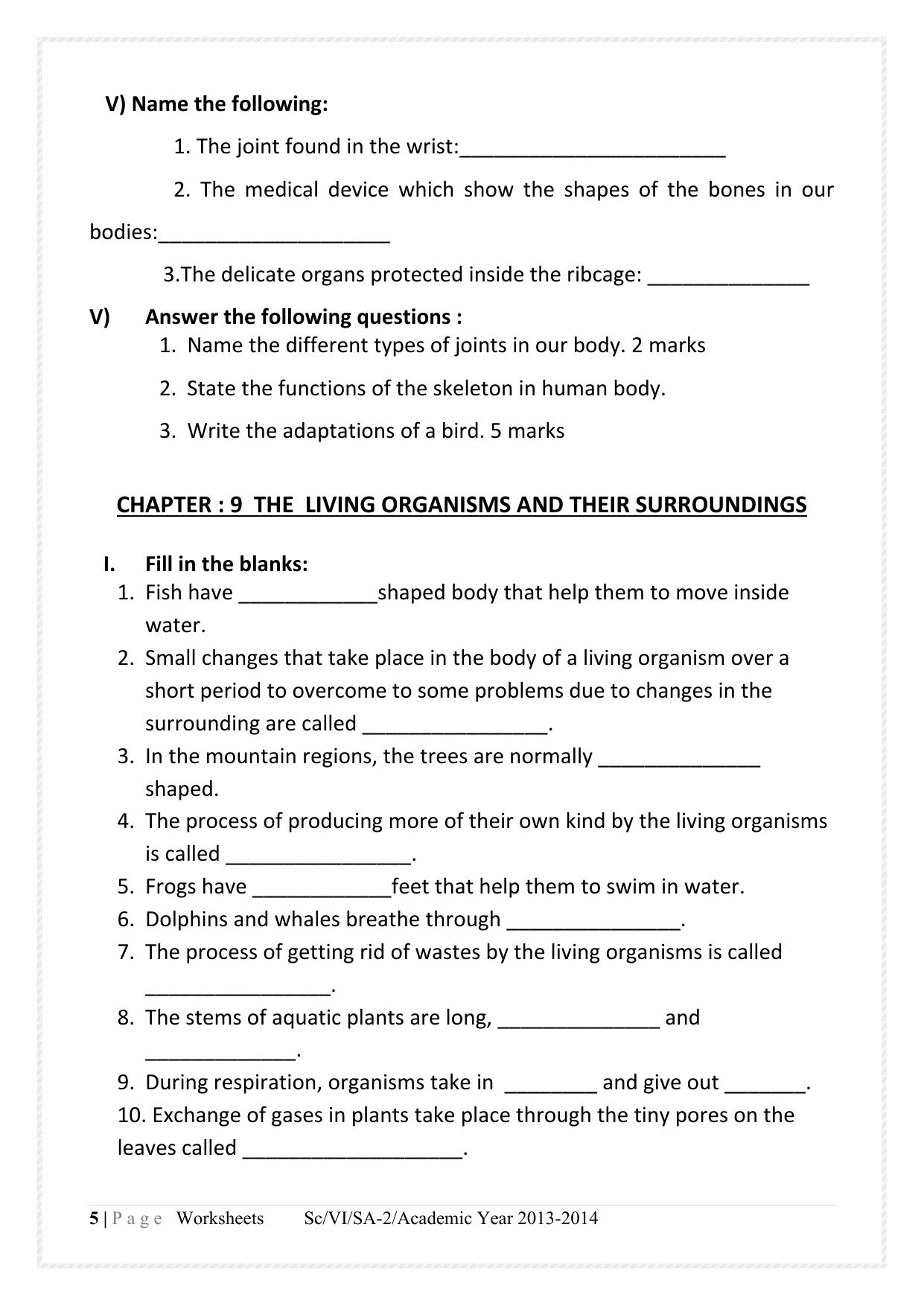 CBSE Worksheets for Class 6 Science Assignment 2 - Page 5