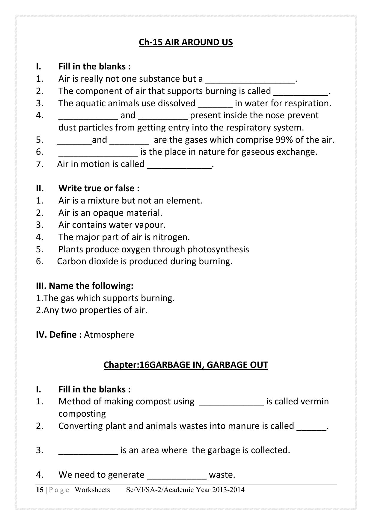 CBSE Worksheets for Class 6 Science Assignment 2 - Page 12