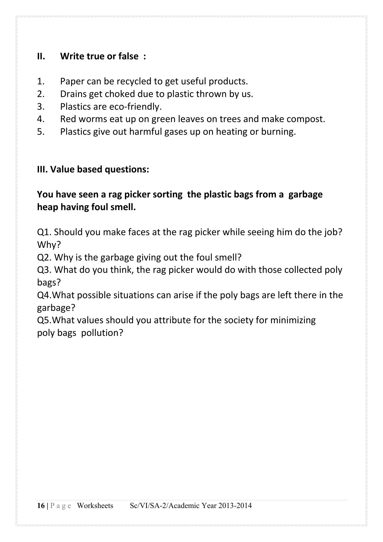 CBSE Worksheets for Class 6 Science Assignment 2 - Page 13