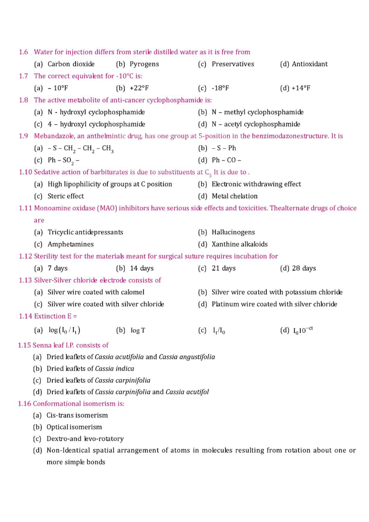 GPAT 1993 Question Paper with Answer Key - Page 2