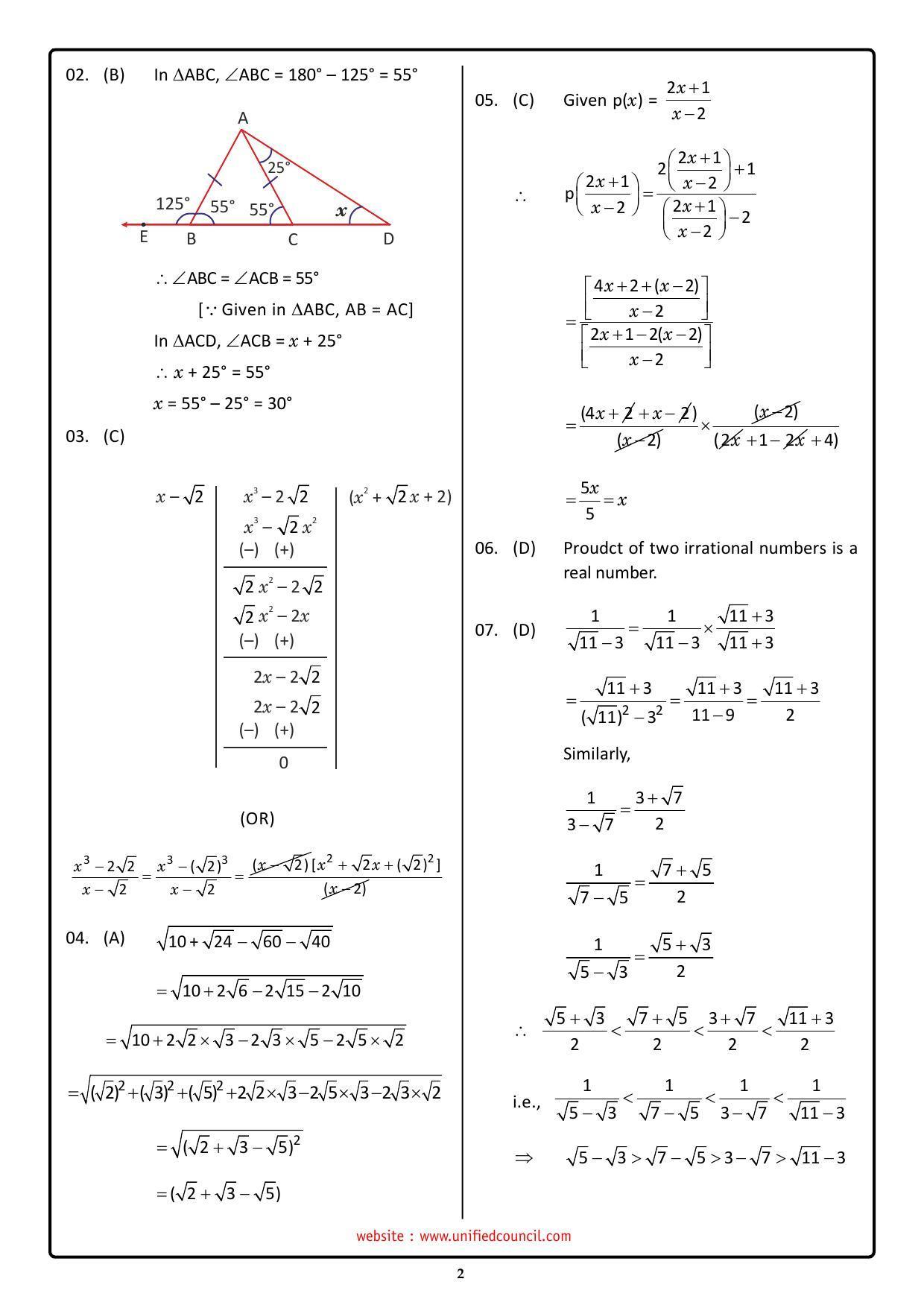 NSTSE 2023 Class 9 Answer Key (Paper Code 489) - Page 2