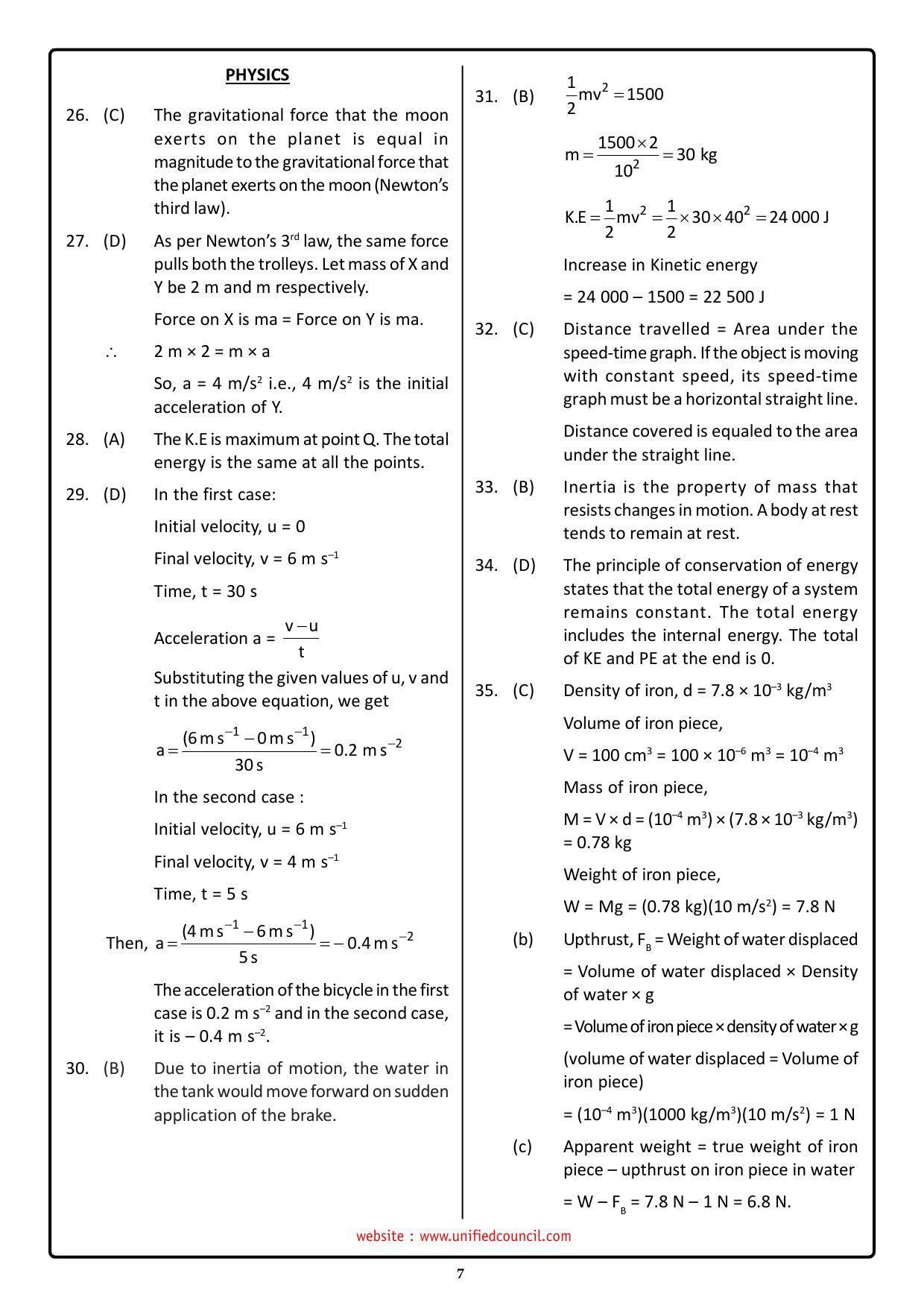 NSTSE 2023 Class 9 Answer Key (Paper Code 489) - Page 7