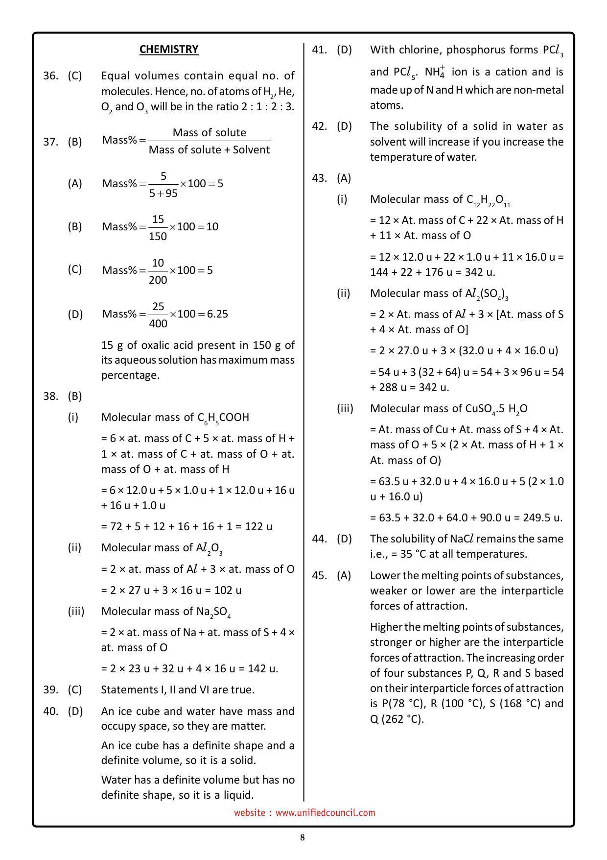 NSTSE 2023 Class 9 Answer Key (Paper Code 489) - Page 8