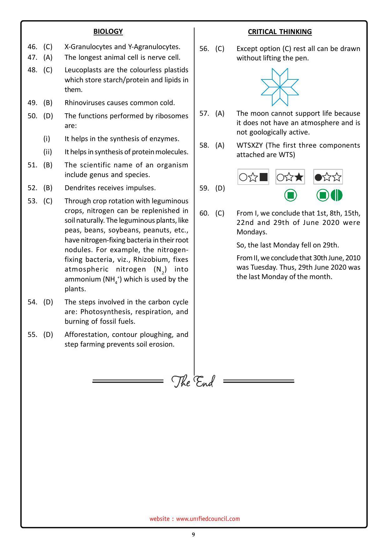 NSTSE 2023 Class 9 Answer Key (Paper Code 489) - Page 9