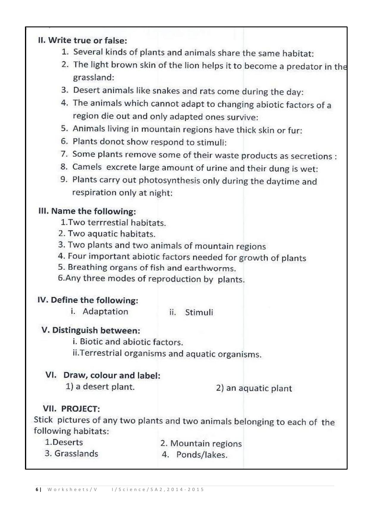 CBSE Worksheets for Class 6 Science Assignment 3 - Page 6