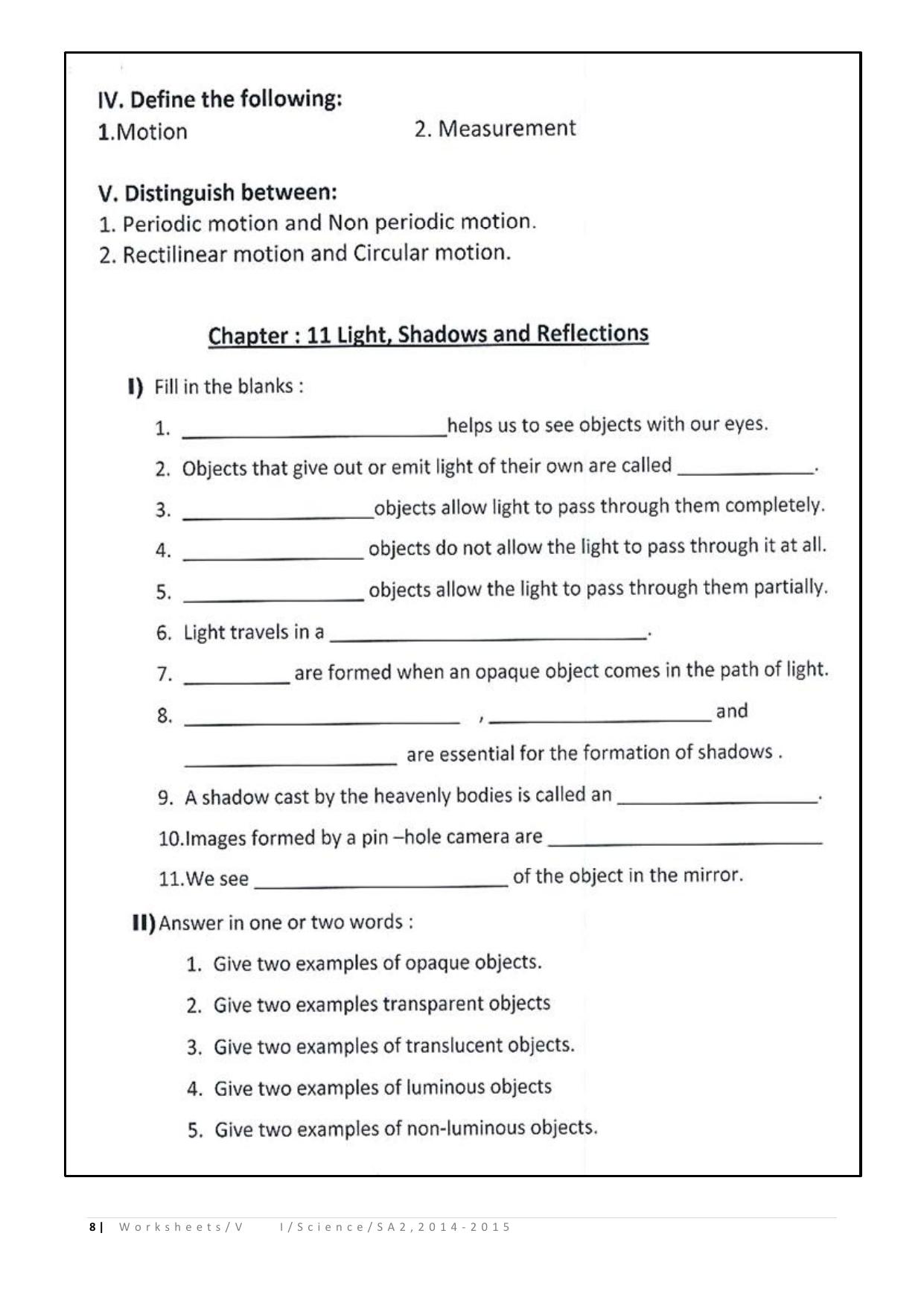 CBSE Worksheets for Class 6 Science Assignment 3 - Page 8