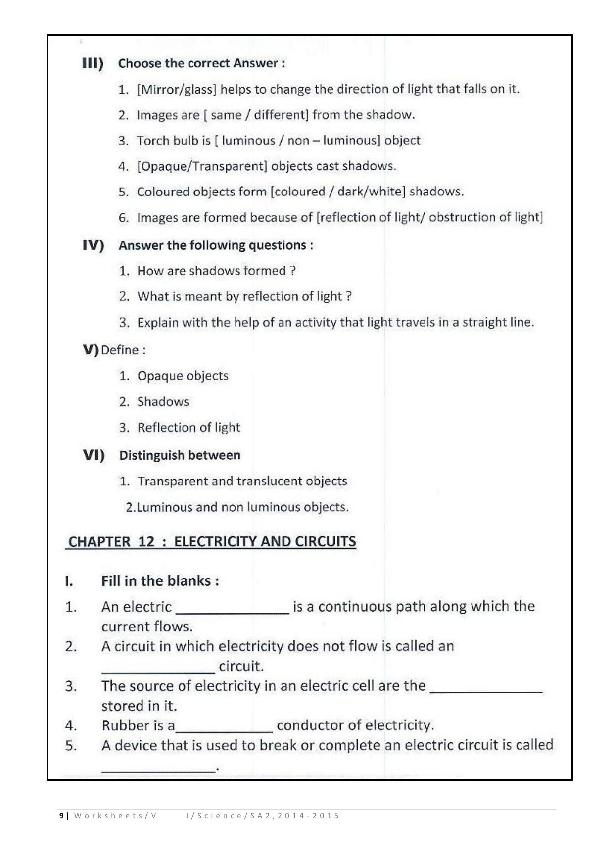 CBSE Worksheets for Class 6 Science Assignment 3 - Page 9