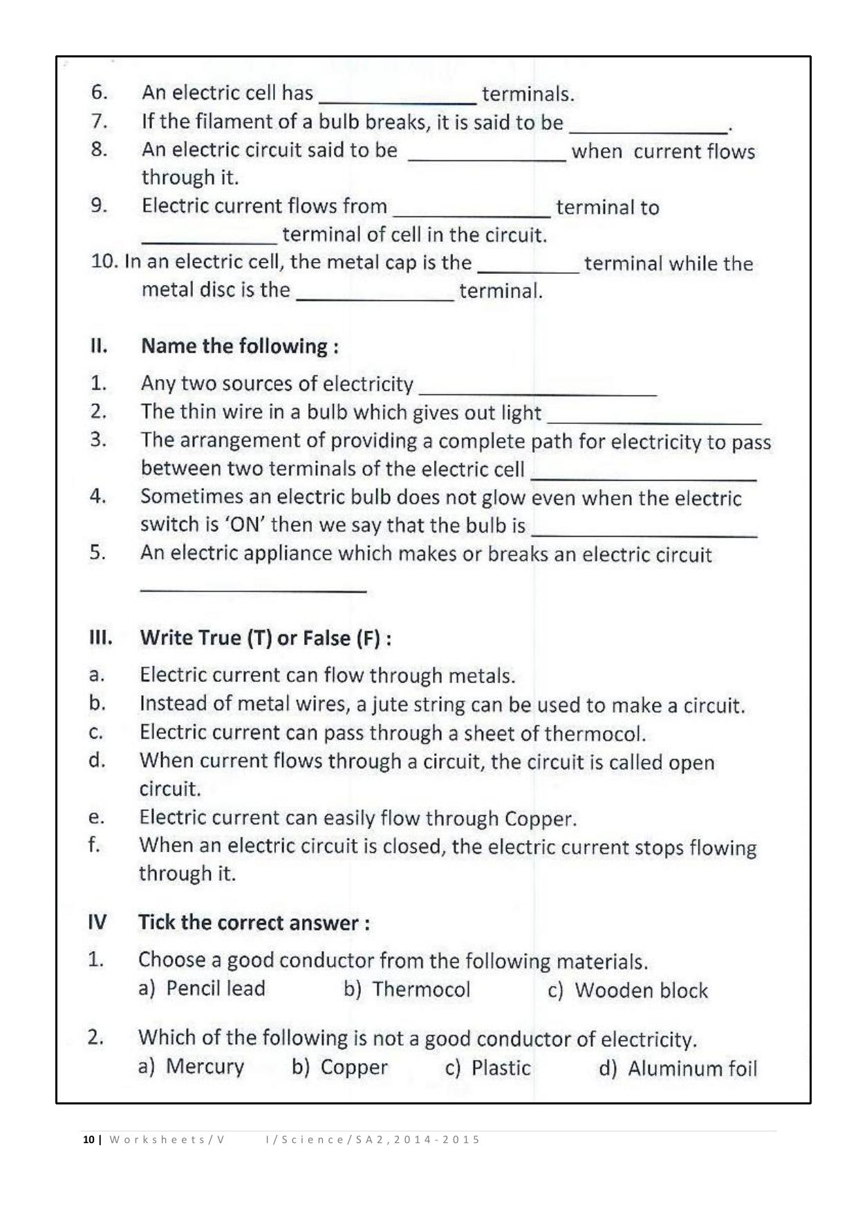 CBSE Worksheets for Class 6 Science Assignment 3 - Page 10