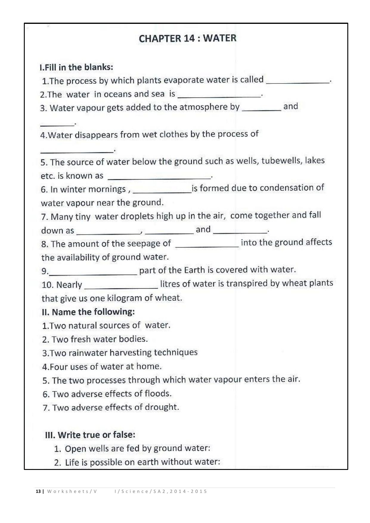 CBSE Worksheets for Class 6 Science Assignment 3 - Page 13