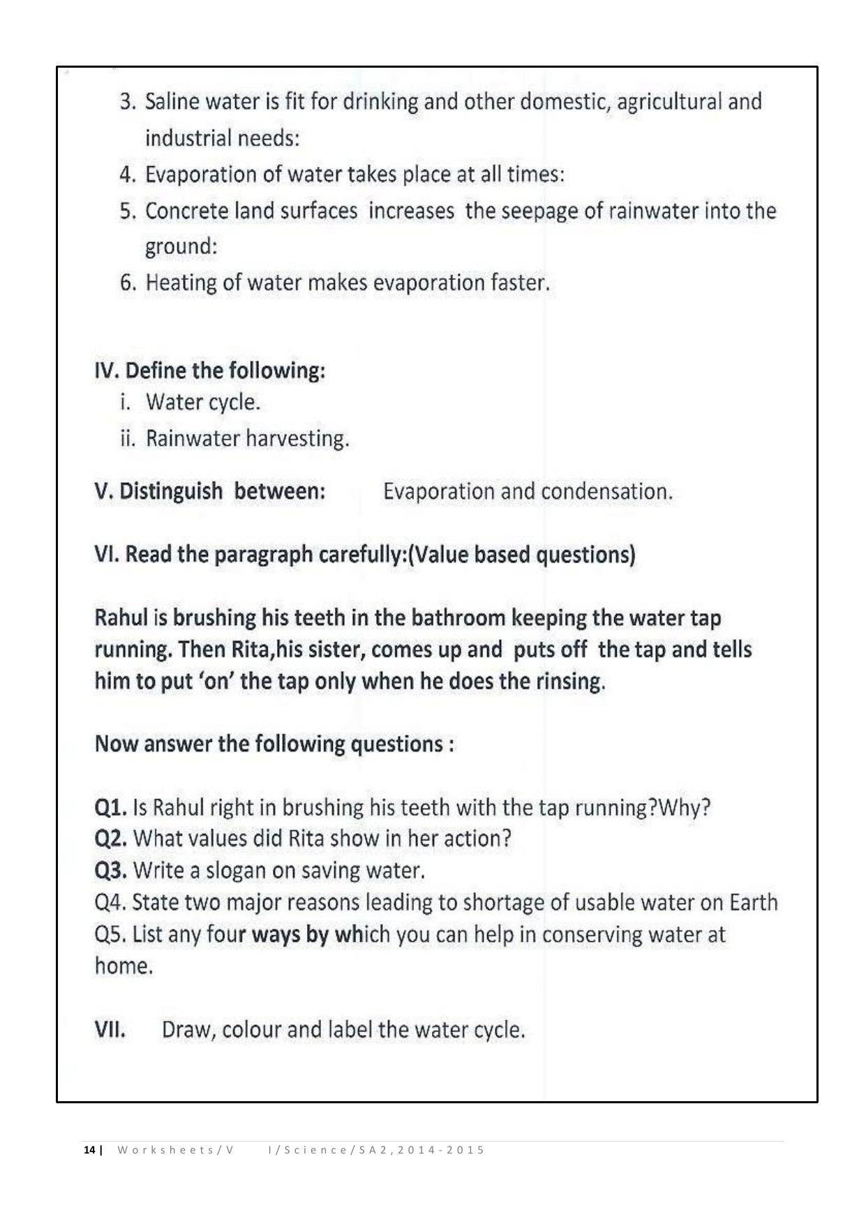 CBSE Worksheets for Class 6 Science Assignment 3 - Page 14