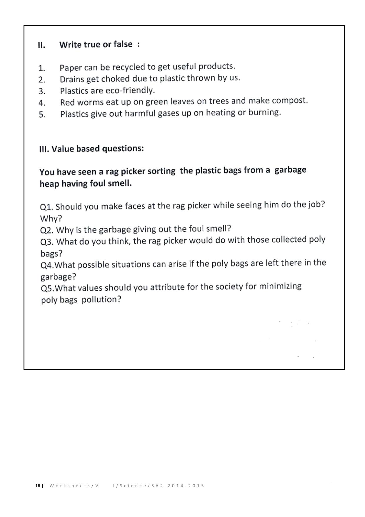 CBSE Worksheets for Class 6 Science Assignment 3 - Page 16