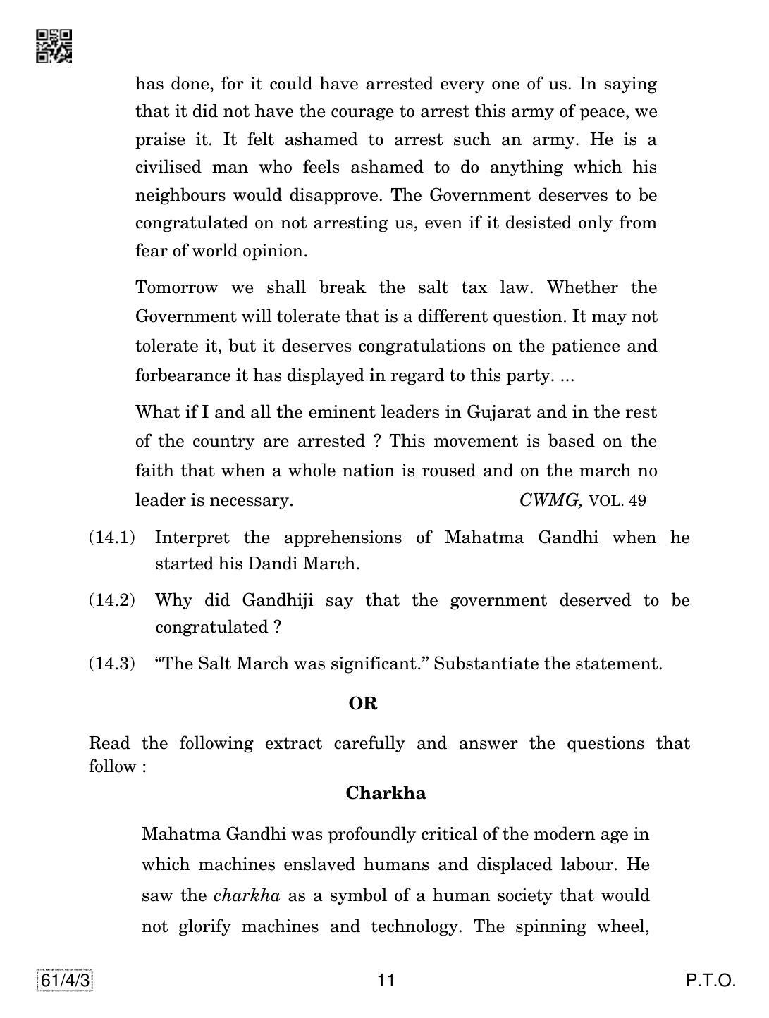 CBSE Class 12 61-4-3 History 2019 Question Paper - Page 11