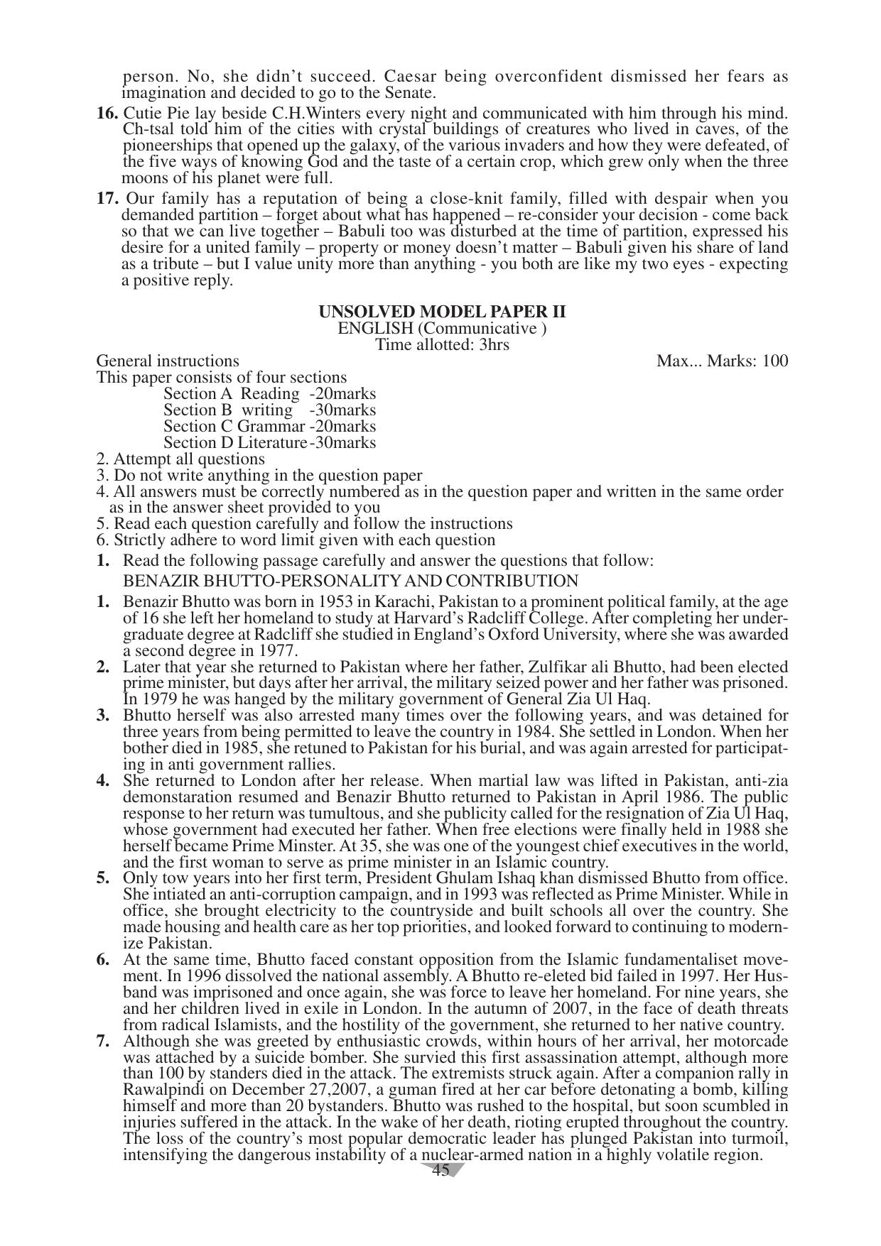 CBSE Worksheets for Class 10 English Assignment 11 - Page 45
