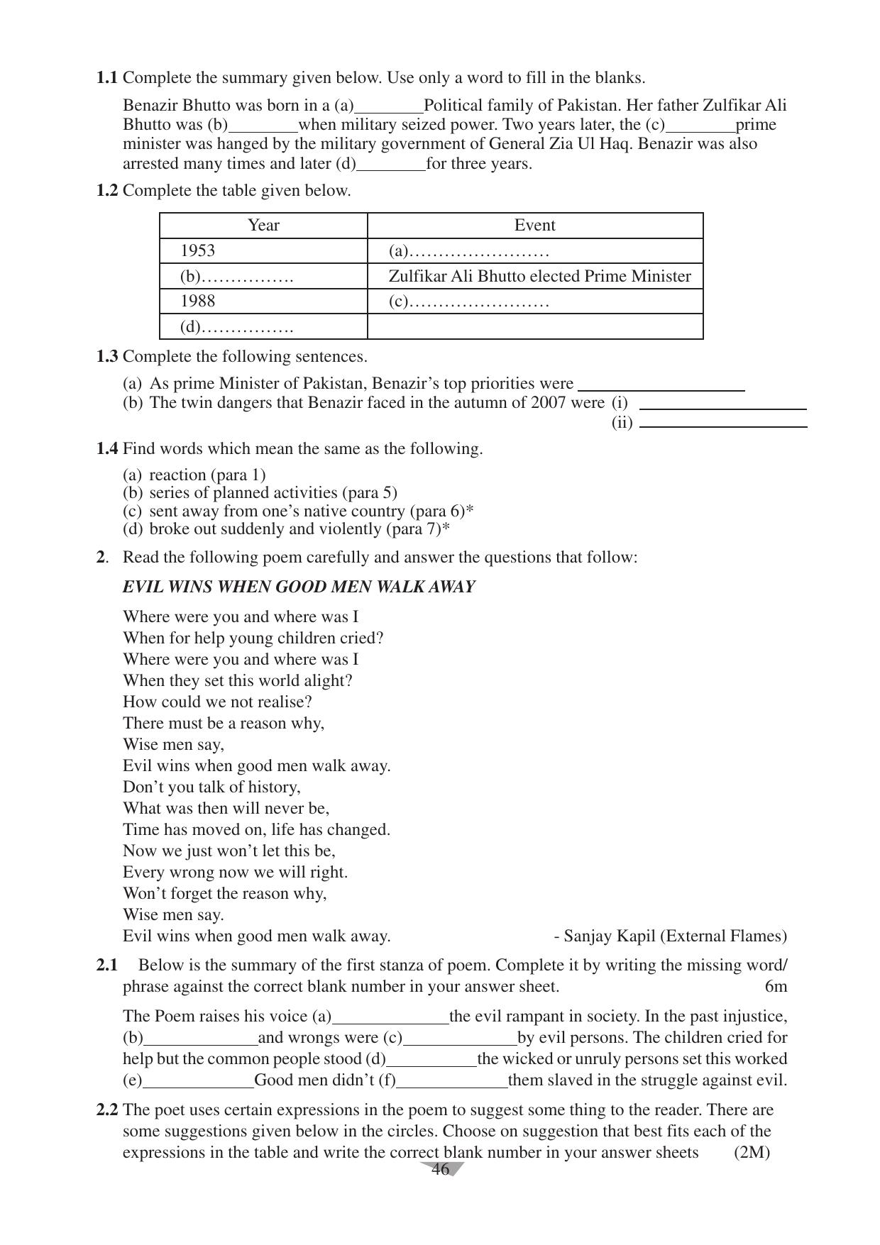 CBSE Worksheets for Class 10 English Assignment 11 - Page 46