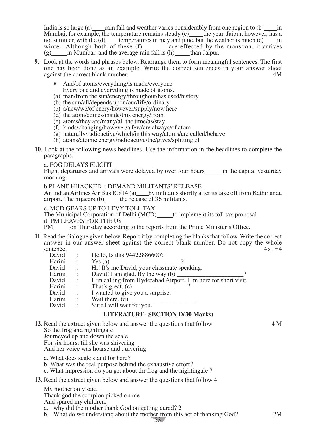 CBSE Worksheets for Class 10 English Assignment 11 - Page 53