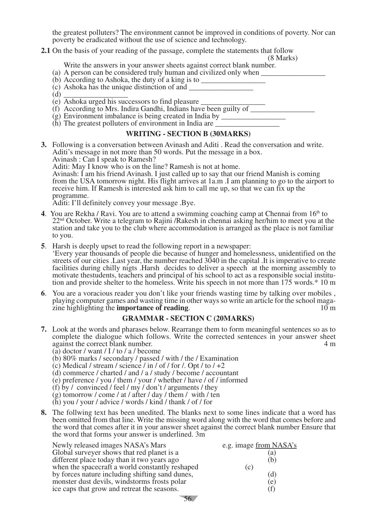 CBSE Worksheets for Class 10 English Assignment 11 - Page 56