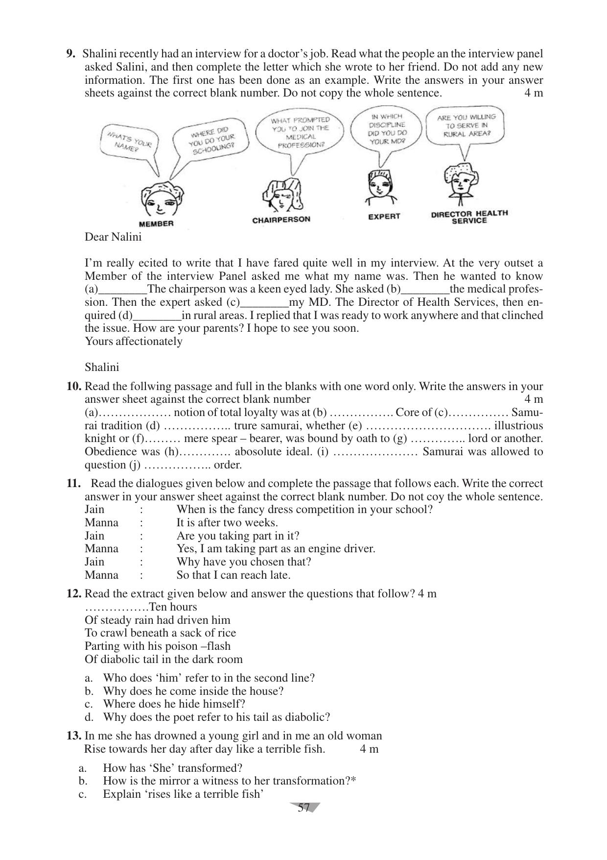 CBSE Worksheets for Class 10 English Assignment 11 - Page 57