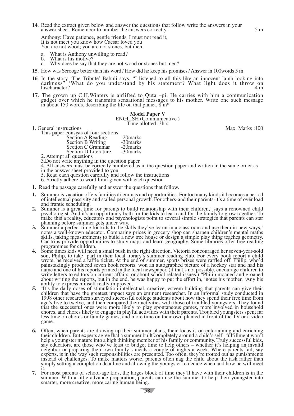 CBSE Worksheets for Class 10 English Assignment 11 - Page 58