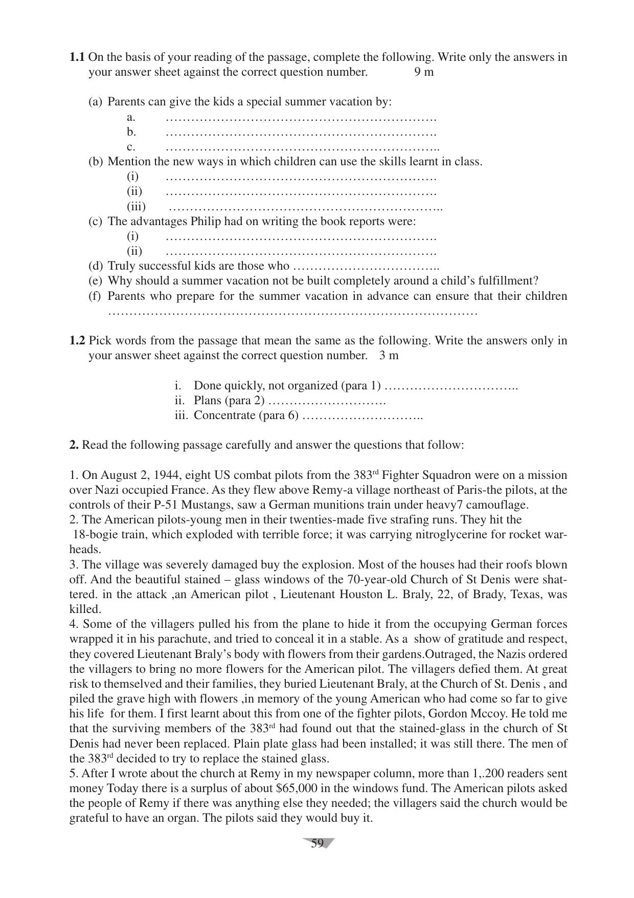 CBSE Worksheets for Class 10 English Assignment 11 - Page 59