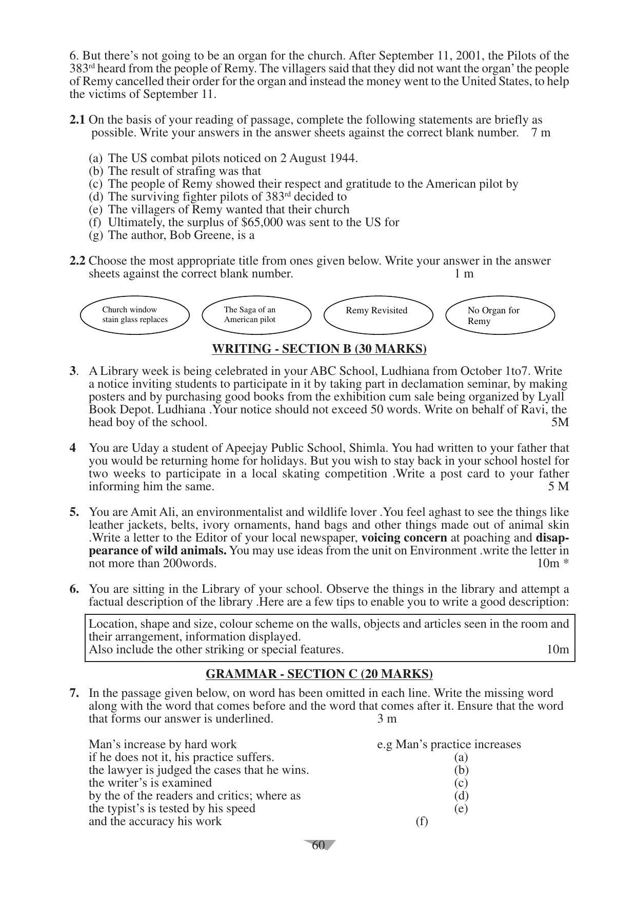 CBSE Worksheets for Class 10 English Assignment 11 - Page 60