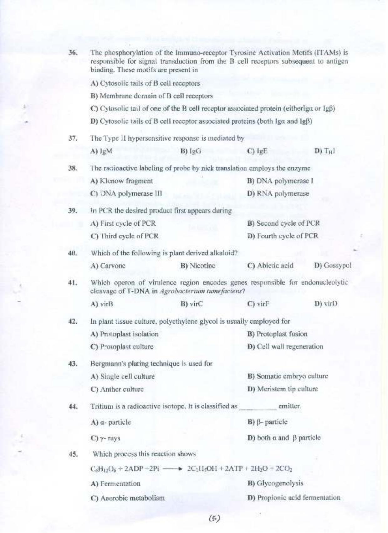 PU MPET Biotechnology Engineering 2015 Question Paper - Page 6