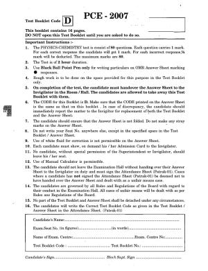 GUJCET 2007 Physics & Chemistry Question Paper
