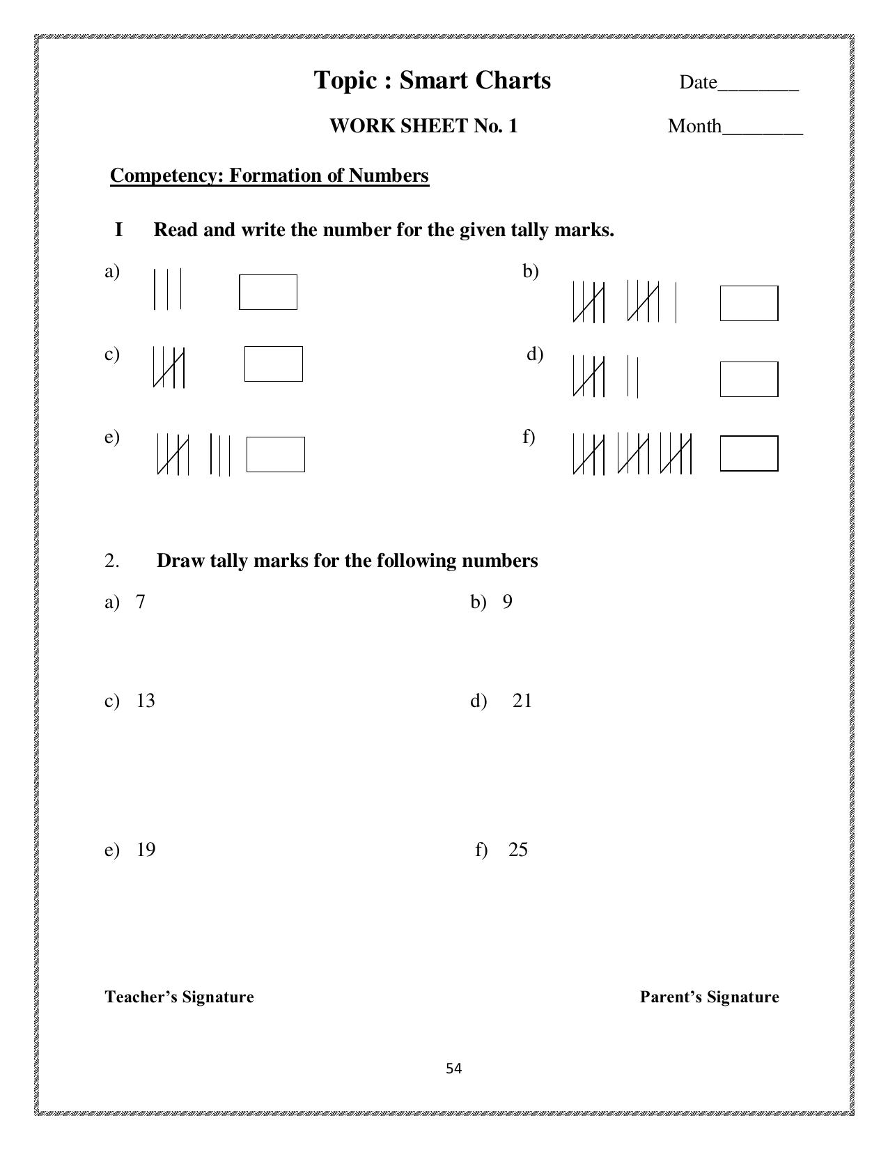 Worksheet for Class 3 Mathematics Assignment 72 - Page 1