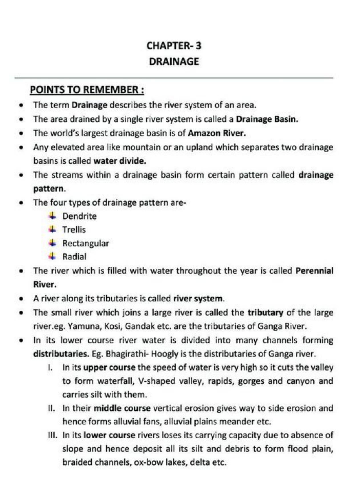 Class 9 Notes, Question & Practice Paper - Geography (Topic 3 : Drainage) - Page 2