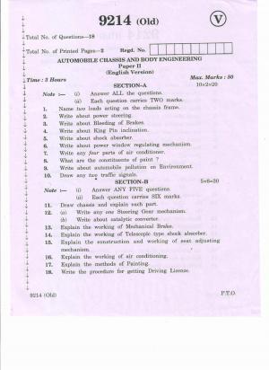 AP Inter 2nd Year Vocational Question Paper March - 2020 - Automobile Chassis Body Engineering - II (old)