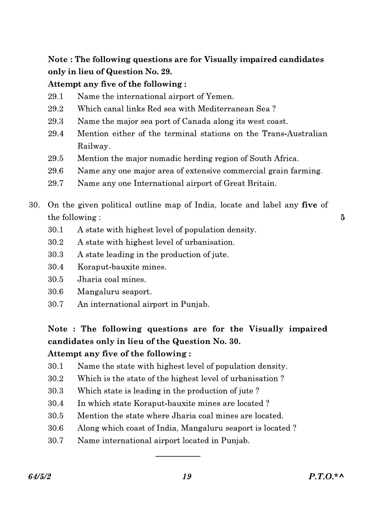 CBSE Class 12 64-5-2 Geography 2023 Question Paper - Page 19