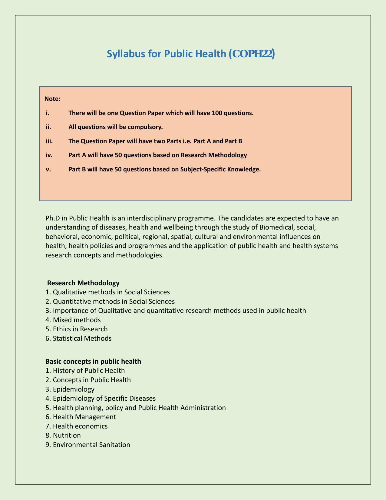 NTA PhD Entrance Exam Public Health Syllabus - Page 1