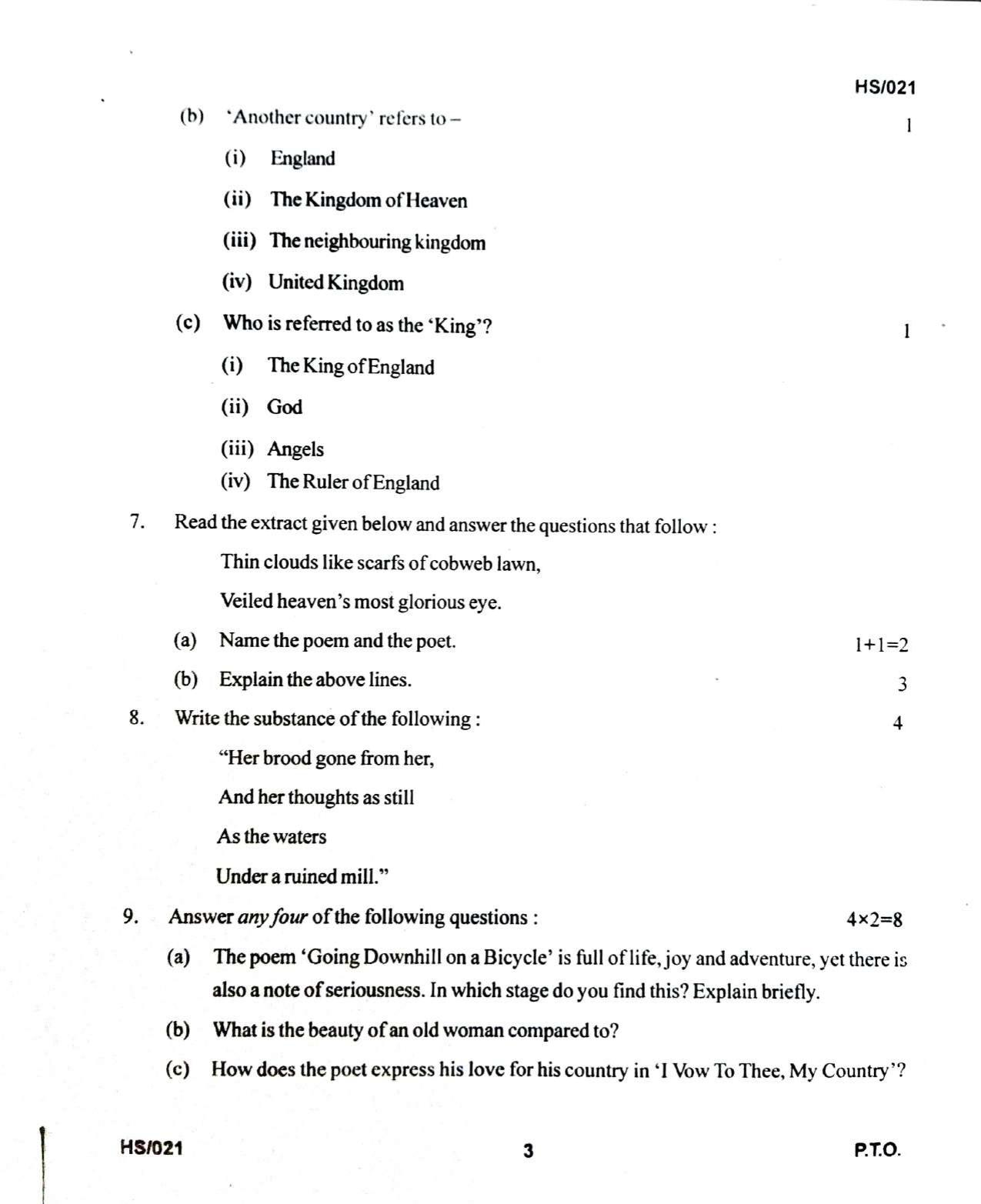 MBSE HSLC/Class 10 2022 Question Paper - Page 3