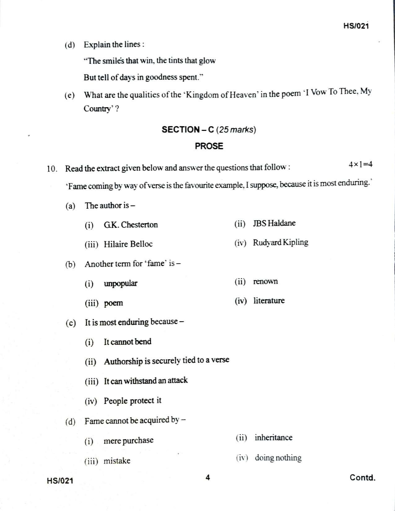 MBSE HSLC/Class 10 2022 Question Paper - Page 4