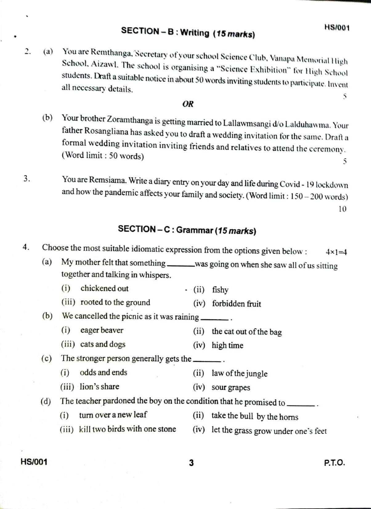 MBSE HSLC/Class 10 2022 Question Paper - Page 23