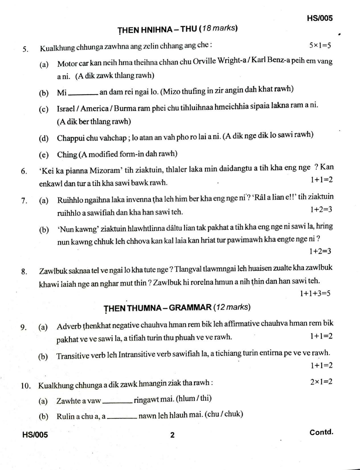 MBSE HSLC/Class 10 2022 Question Paper - Page 54