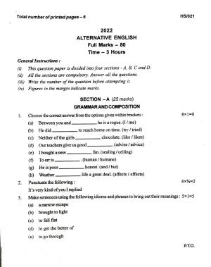 MBSE HSLC/Class 10 2022 Question Paper