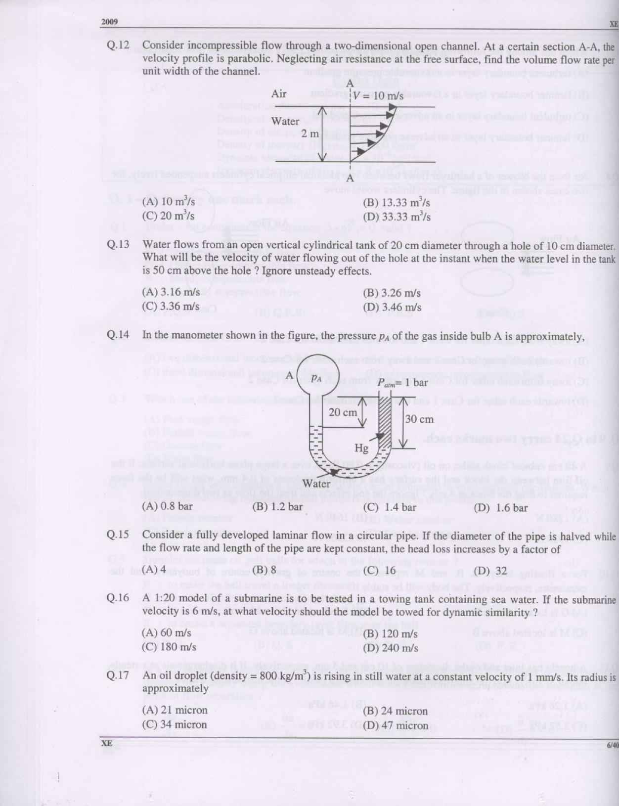 GATE 2009 Engineering Sciences (XE) Question Paper with Answer Key - Page 6