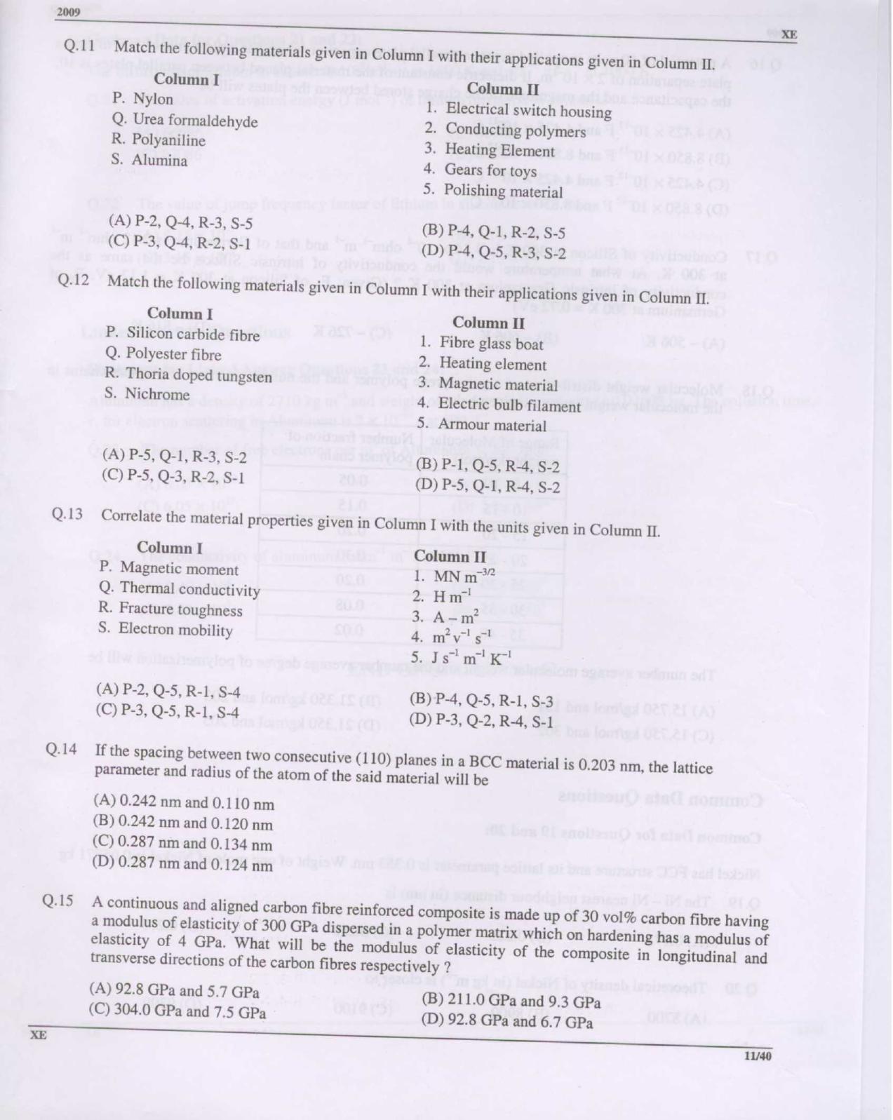 GATE 2009 Engineering Sciences (XE) Question Paper with Answer Key - Page 11