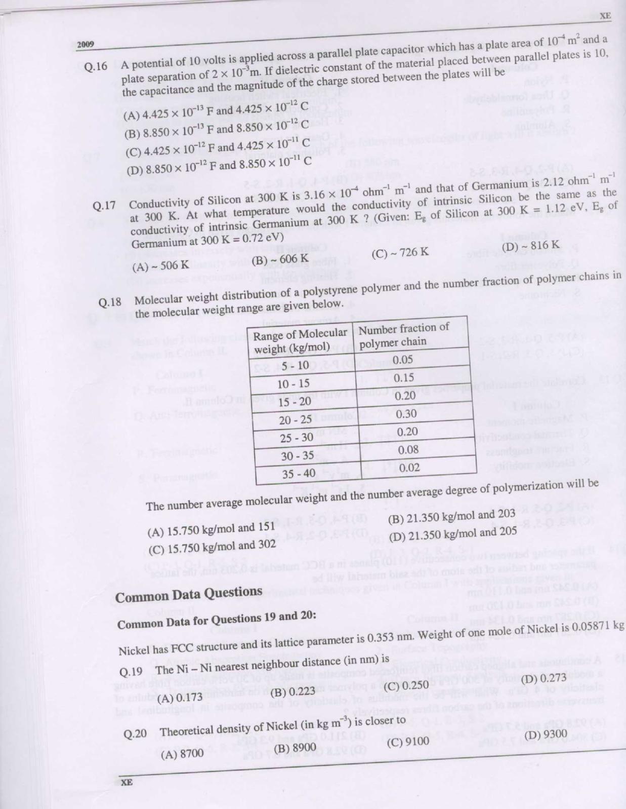 GATE 2009 Engineering Sciences (XE) Question Paper with Answer Key - Page 12